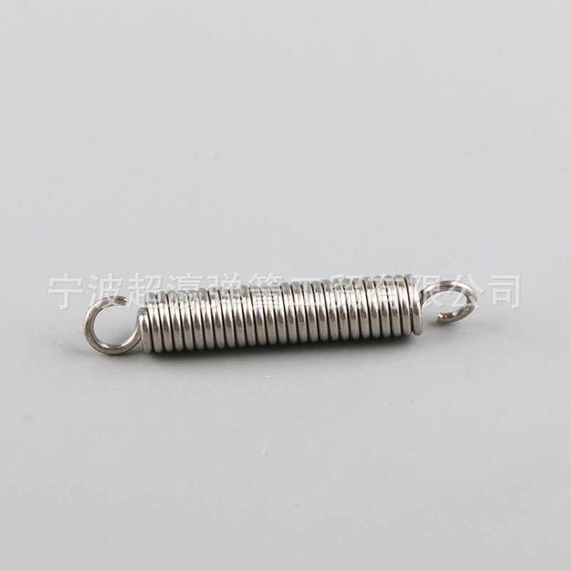 ステンレス製二重リングフック円筒プルバックスプリング